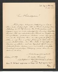 k.k. naturhistorisches Hofmuseum, Intendanzakten 1885-1896 (Hauer), Aktenzahl Z.315/1889, Seite 1
